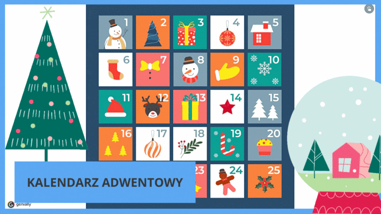 Nauczycielka z klasą kalendarz adwentowy