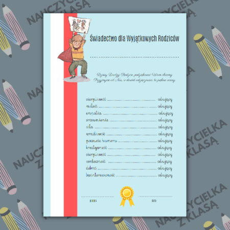 ŚWIADECTWO DLA WYJĄTKOWYCH RODZICÓW (OD SYNA)