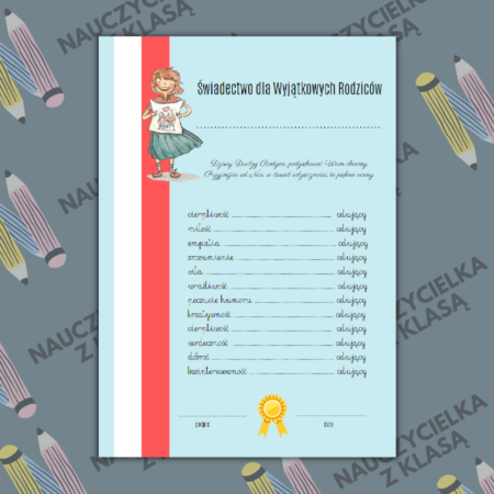 ŚWIADECTWO DLA WYJĄTKOWYCH RODZICÓW (OD CÓRKI)