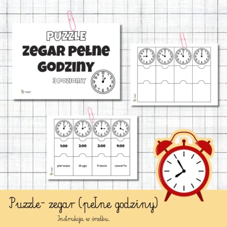 PUZZLE MATEMATYCZNE- ZEGAR PEŁNE GODZINY